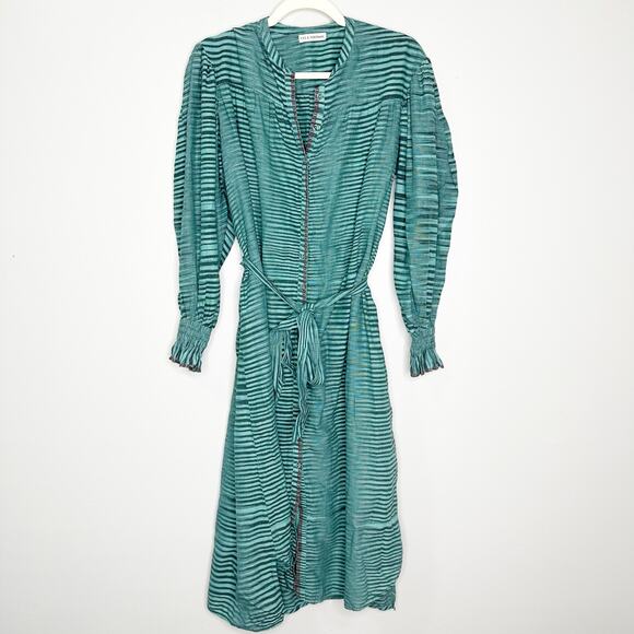 Ulla Johnson Womens Dress Fiora Ruffle Midi Poplin Allover Print Green Size 2 - Picture 2 of 10